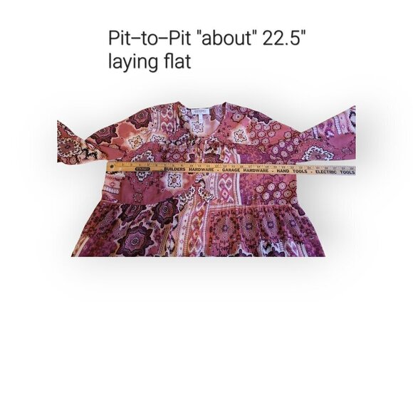 Shyanne Peasant Boho Top Rust Semi-Sheer Chiffon Size M - Picture 9 of 11